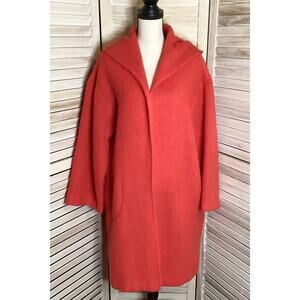 Mag Magaschoni Red Wool Mohair Alpaca Hooded Open Sweater Jacket 8 M-L